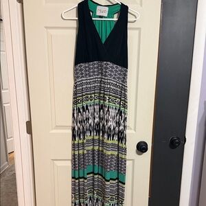 RSVP Black and Green Geometric Maxi Dress
